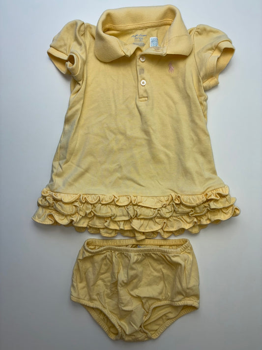 Ralph Lauren Dress - Yellow Ruffle Polo + Bloomers | size 12 Months