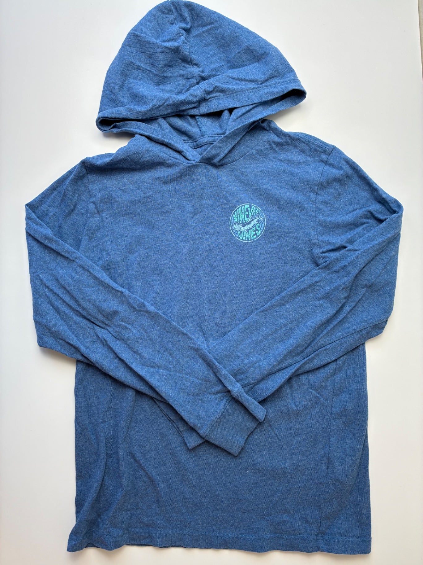 Vineyard Vines Long Sleeve T-Shirt - Blue Heathered w/ Hood | size 12/14