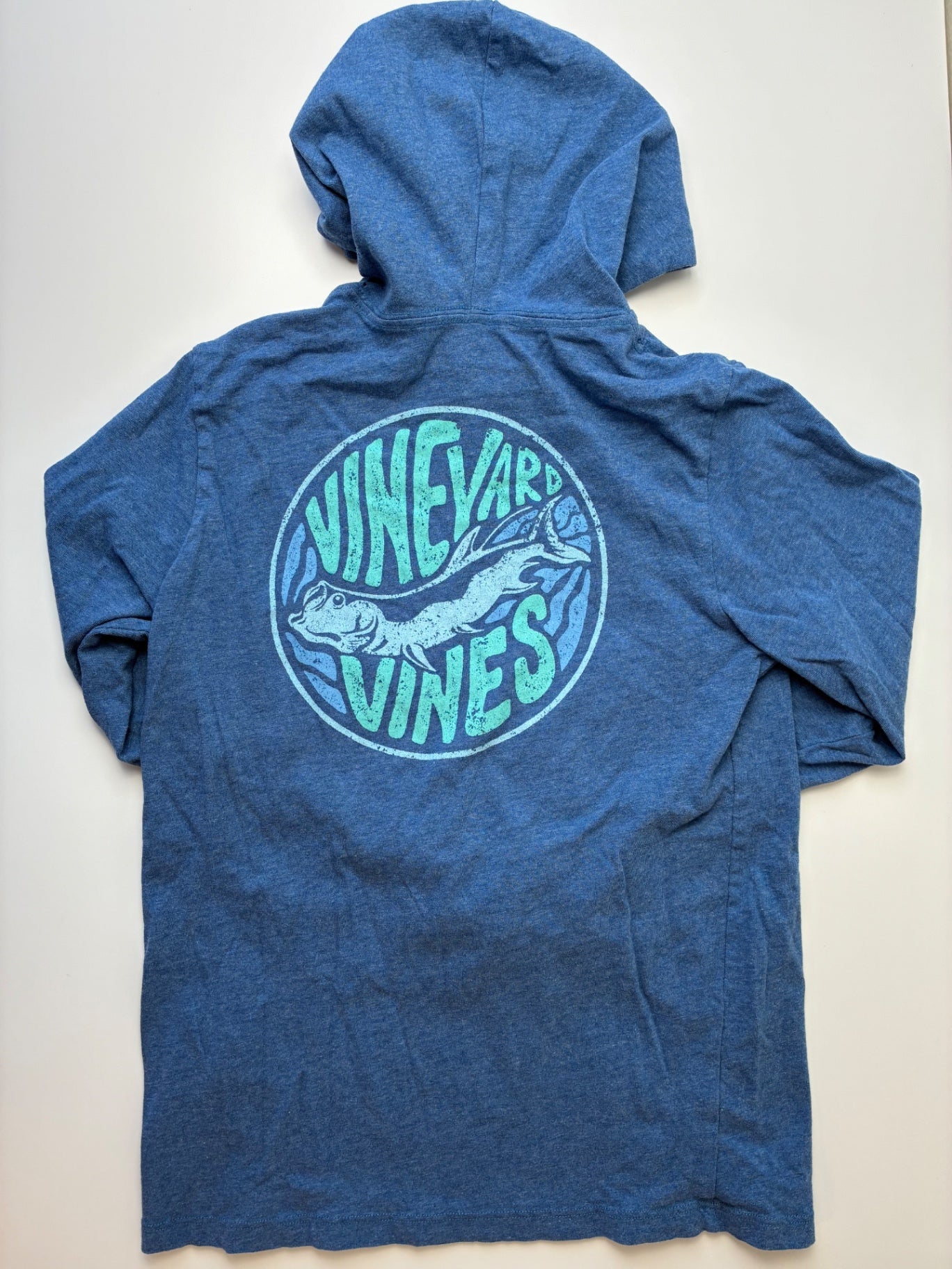 Vineyard Vines Long Sleeve T-Shirt - Blue Heathered w/ Hood | size 12/14