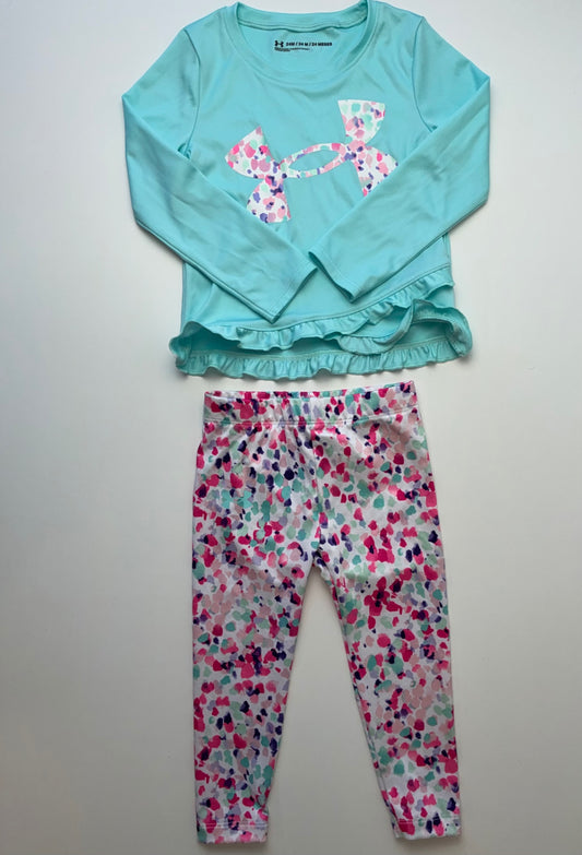 Under Armour 2 Piece Ensemble - Blue Long Sleeve T-Shirt + Leggings | size 24 Months