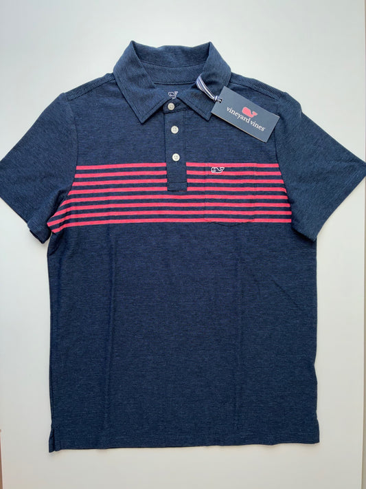 Vineyard Vines Shirt - Navy Blue Striped Polo | size 12/14