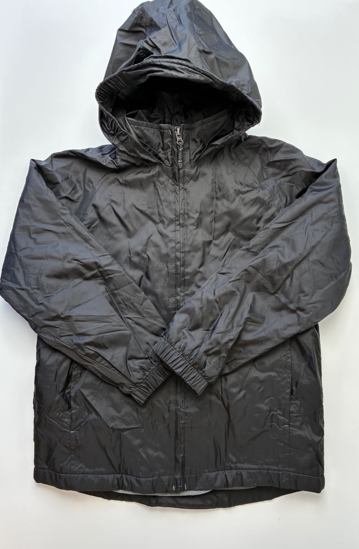 Land's End Jacket - Black Fleece Lined Raincoat | size 8
