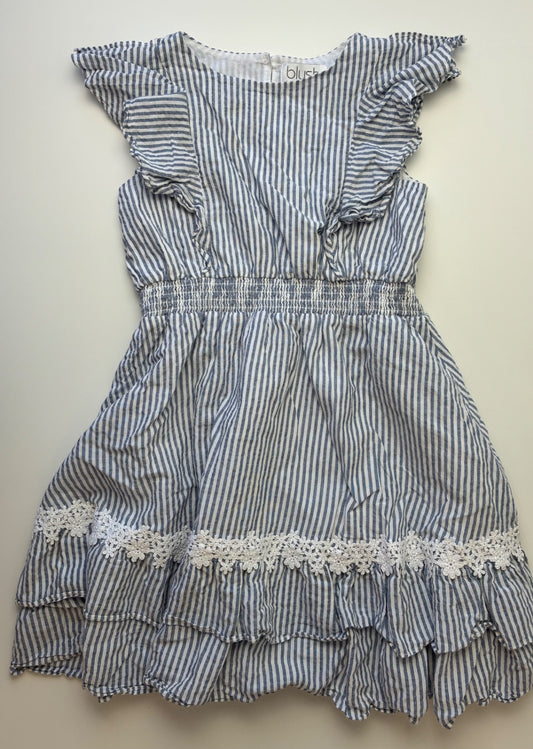 Blush by US Angels Dress - Blue Striped Ruffle | size 10