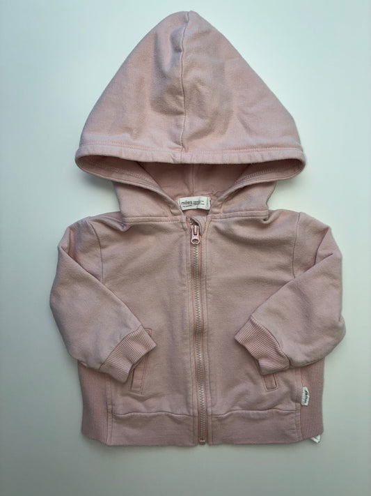 Miles the Label Sweatshirt - Pink Zip Up Hoodie | size 8 Months