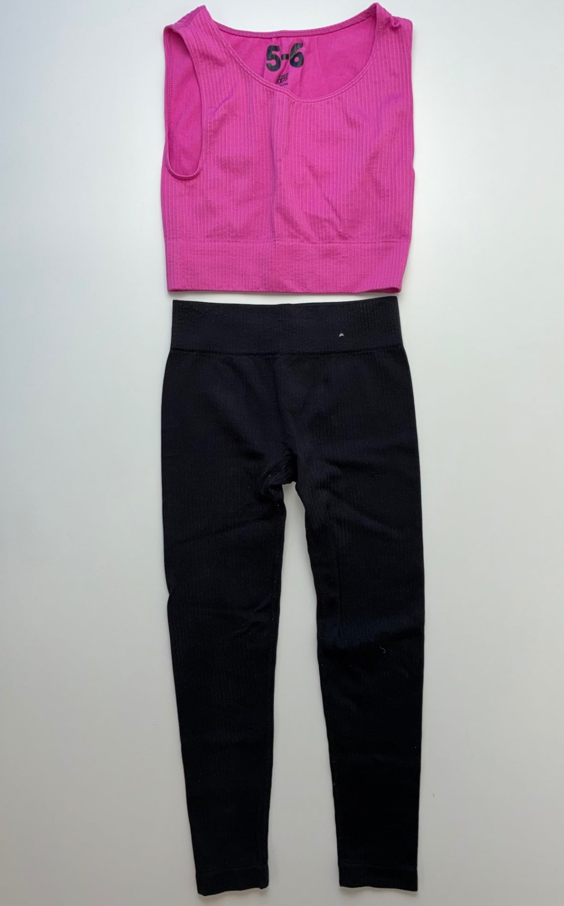 Cotton On 2 Piece Ensemble - Pink/Black Ribbed Tank Top + Leggings | size 5T/6