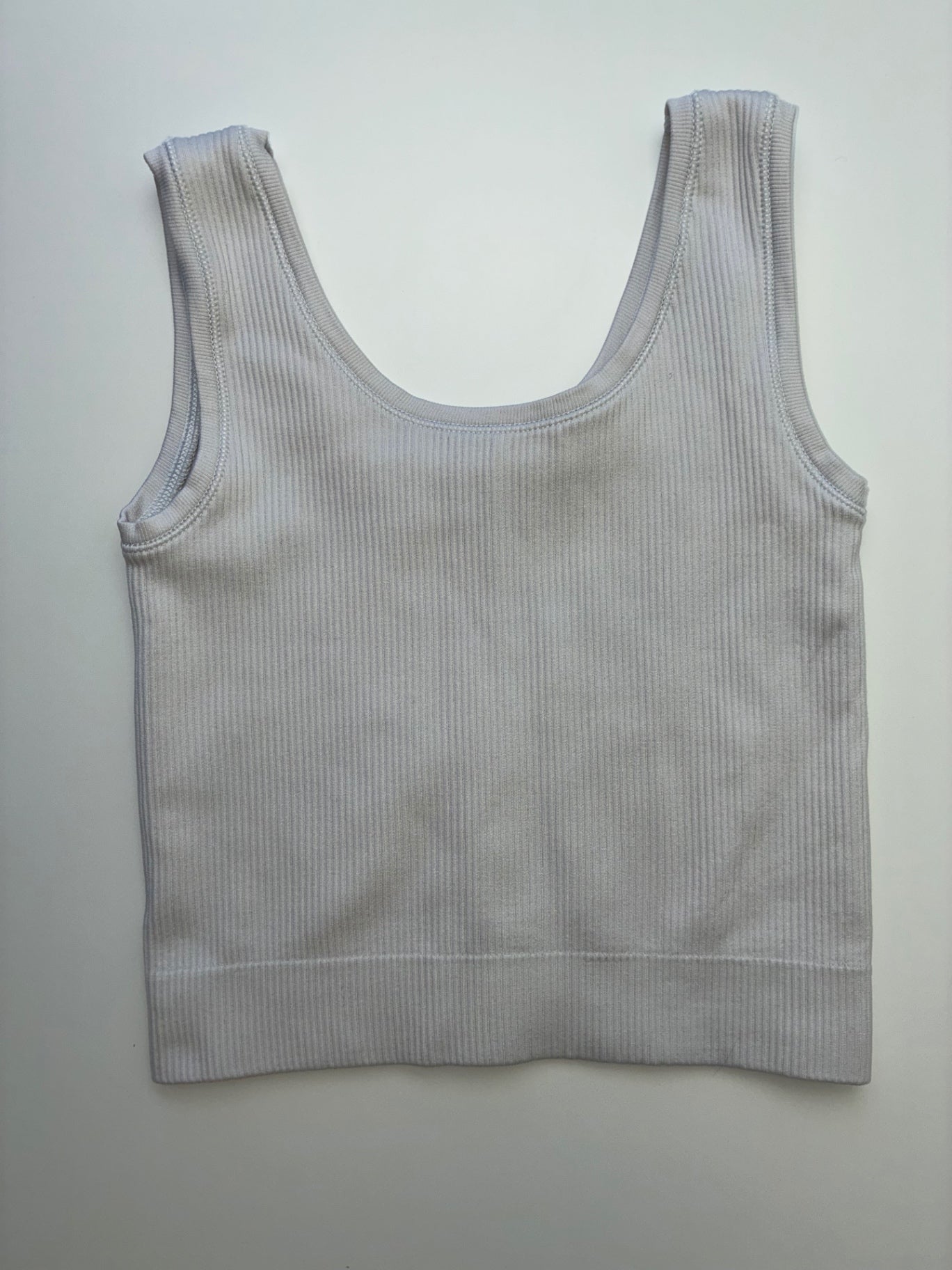Athleta Girl Tank Top - White Ribbed Scoop Neck | size 7