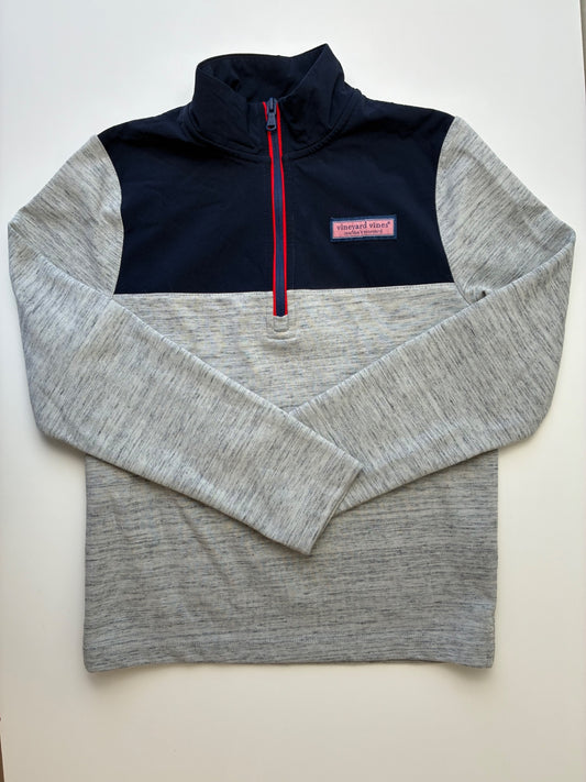 Vineyard Vines Sweatshirt - Gray Heathered 1/4 Zip | size 12/14