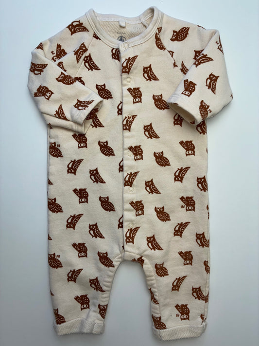 Petit Bateau Onesie - Tan Owls | size 6 Months