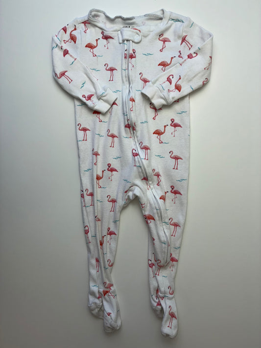 Janie and Jack Onesie - White Flamingos | size 12 - 18 Months