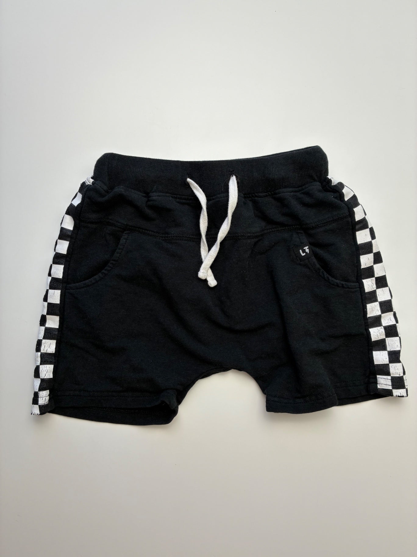 Little Trouble Shorts - Black Checkered Stripe | size 5T