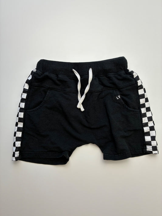 Little Trouble Shorts - Black Checkered Stripe | size 5T