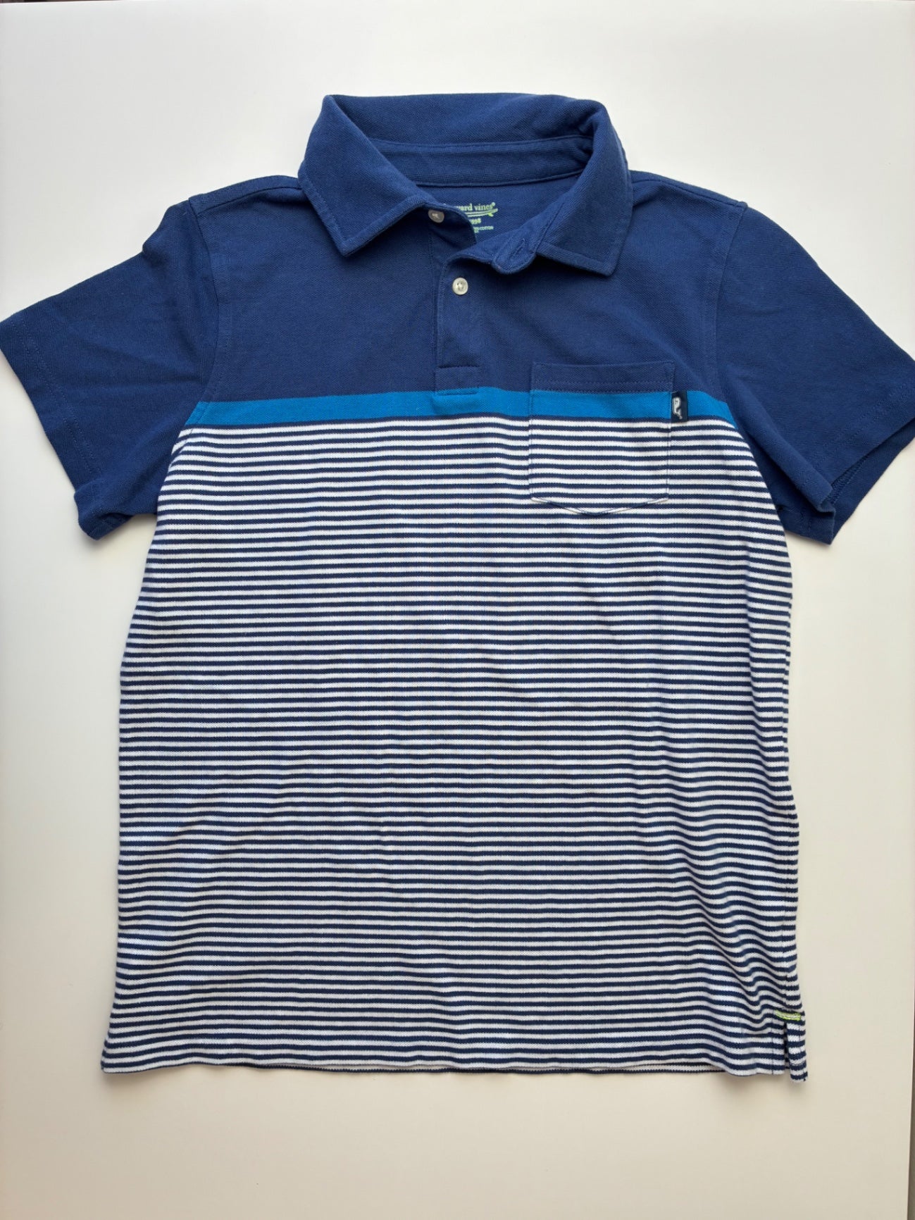 Vineyard Vines Shirt - Navy Blue Striped Surf Polo | size 16
