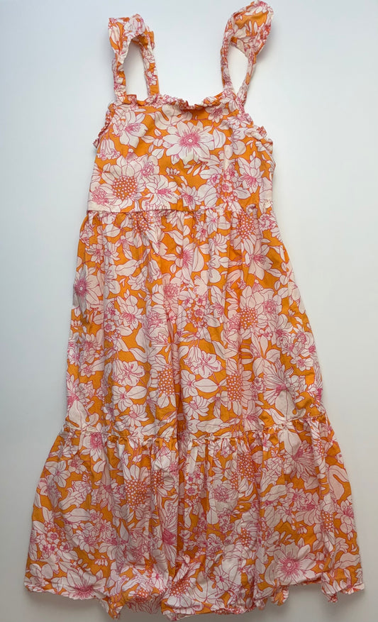 Crewcuts Dress - Orange Floral Tiered Midi | size 10