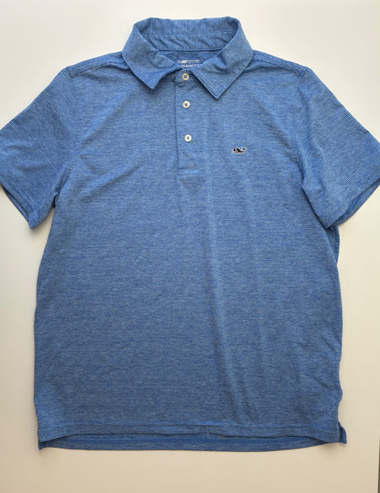 Vineyard Vines Shirt - Blue On-The-Go Sankaty Striped Polo | size 16