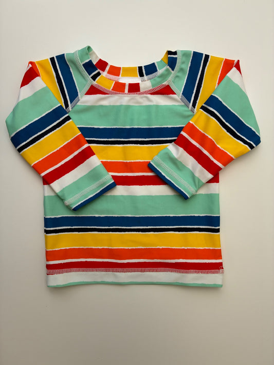 Hanna Andersson Long Sleeve T-Shirt - Multicolor Striped Rash Guard | size 12 - 18 Months