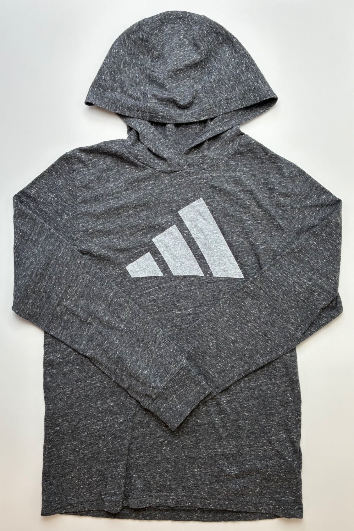 Adidas Long Sleeve T-Shirt - Gray Heathered w/ Hood | size 10/12