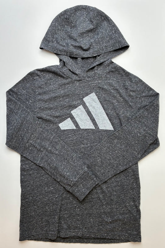 Adidas Long Sleeve T-Shirt - Gray Heathered w/ Hood | size 10/12