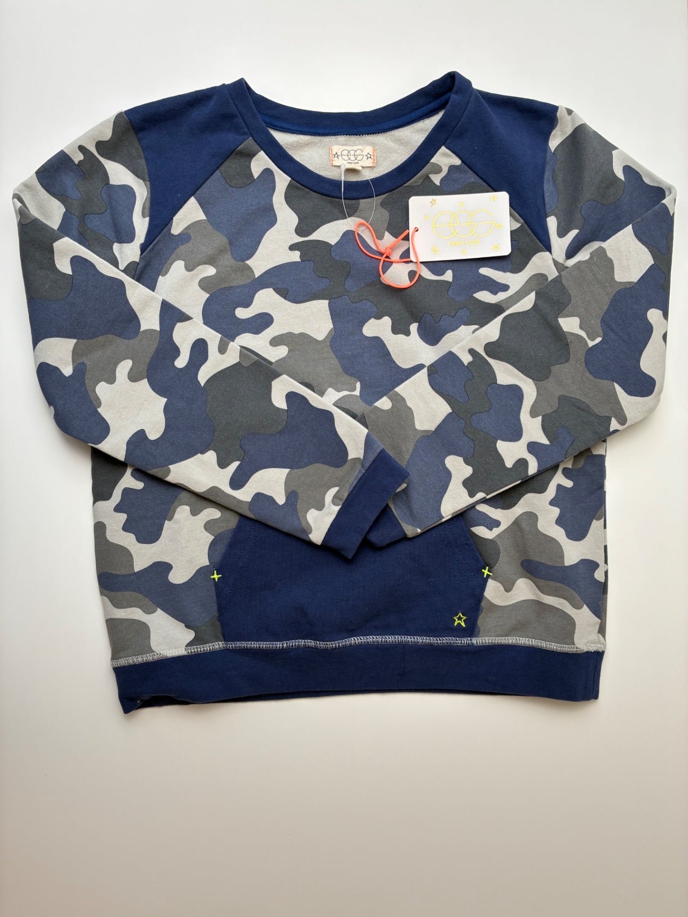 EGG New York Sweatshirt - Navy Blue Camouflage Crewneck | size 12
