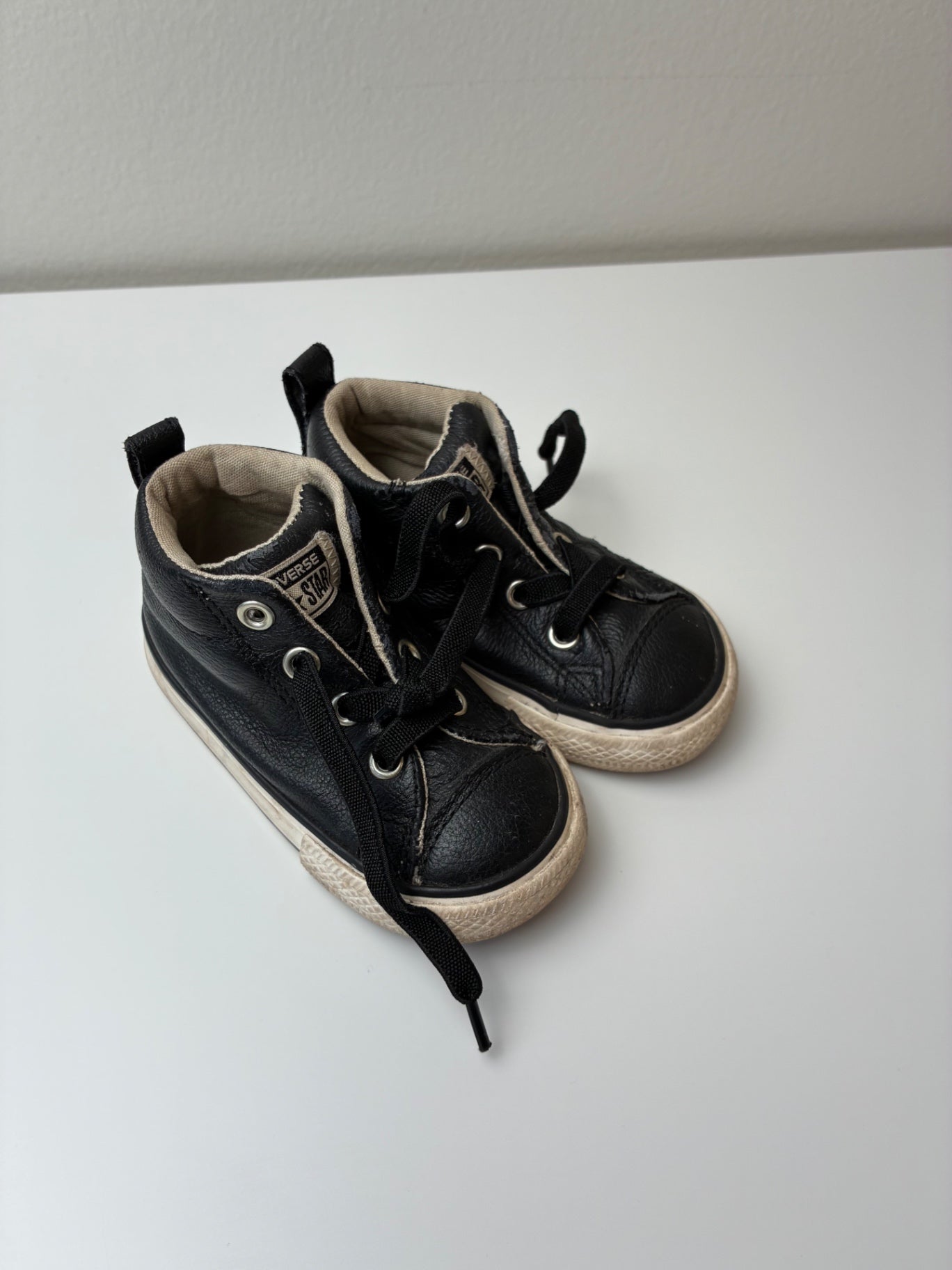 Converse Shoes - Black Leather High Top Sneaker | size Shoe 5