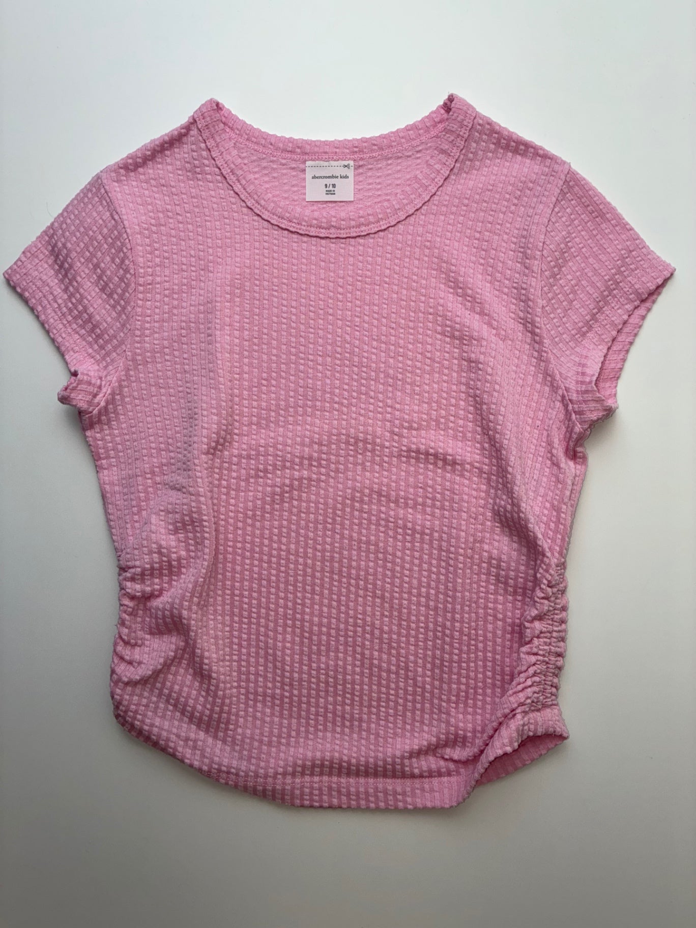 Abercrombie Kids Shirt - Pink Ribbed + Ruched | size 9/10