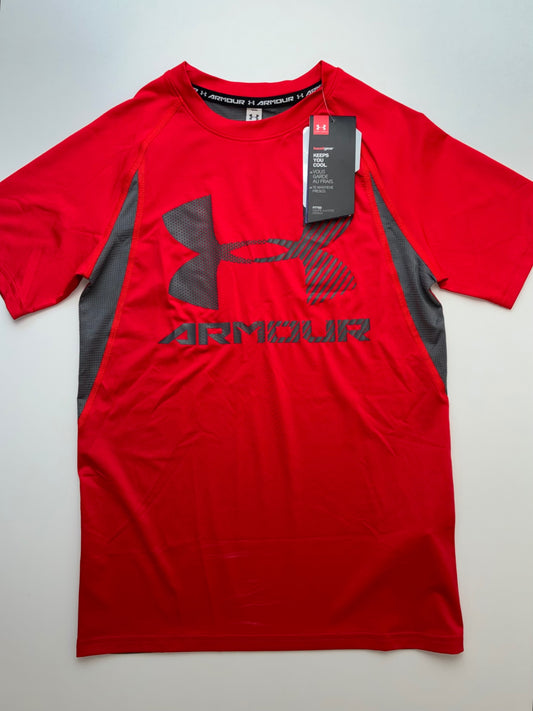 Under Armour T-Shirt - Red Fitted Heat Gear | size 14/16
