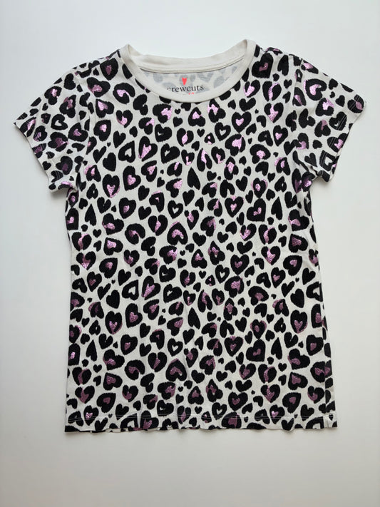 Crewcuts T-Shirt - Cream Glitter Animal Print | size 12