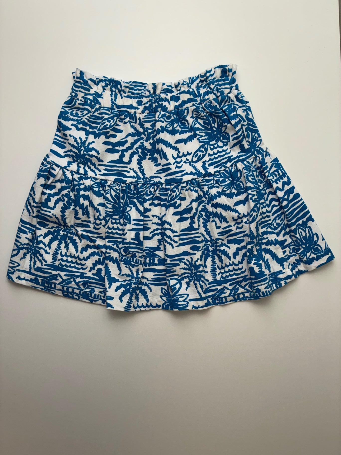 Zara Skirt - Blue Tiered Tropical Pattern | size 7