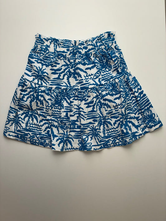 Zara Skirt - Blue Tiered Tropical Pattern | size 7