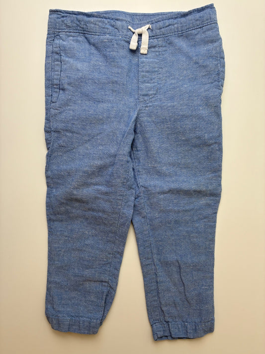 Janie and Jack Pants - Blue Linen-Cotton Cuffed | size 2T
