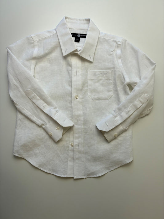 Brown Bowen Shirt - White Arrow Button Down – Wentworth White Linen | size 2T/3T