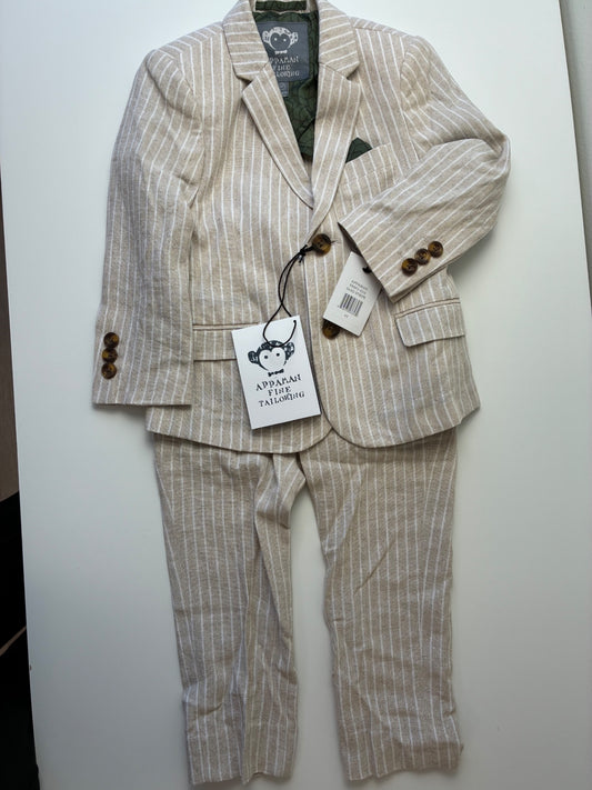 Appaman 2 Piece Ensemble - Tan Linen Stripe Suit | size 4T