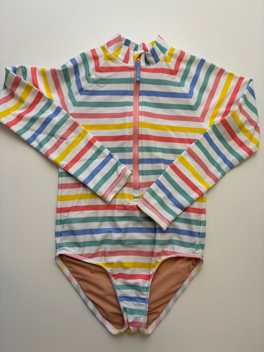 Crewcuts Swimsuit - Striped Rashguard UPF 50+| size 6/7