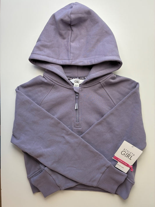 Athleta Girl Sweatshirt - Purple All Day Half Zip Hoodie | size 12