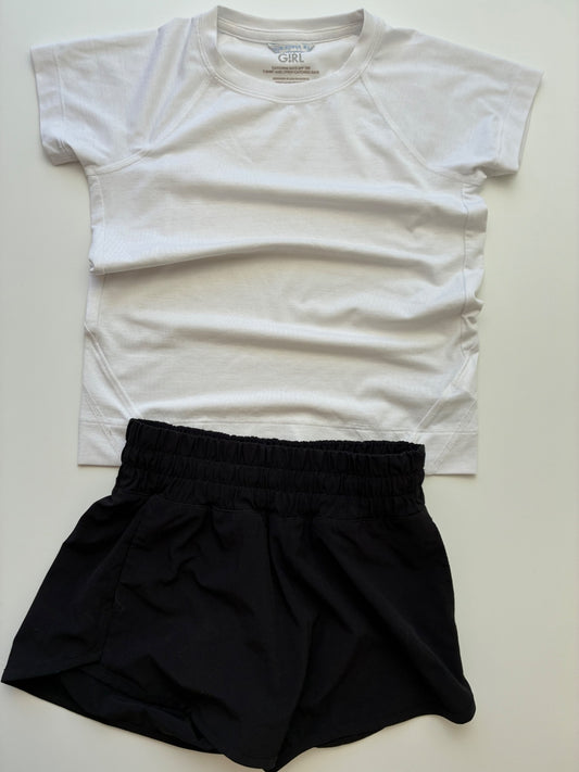 Athleta 2 Piece Ensemble - Multicolor Shirt + Running Shorts | size 6
