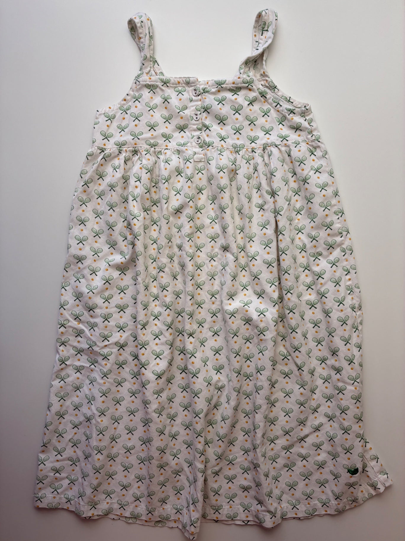 Petit Plume Dress - Cream Tennis Racket Pattern | size 7