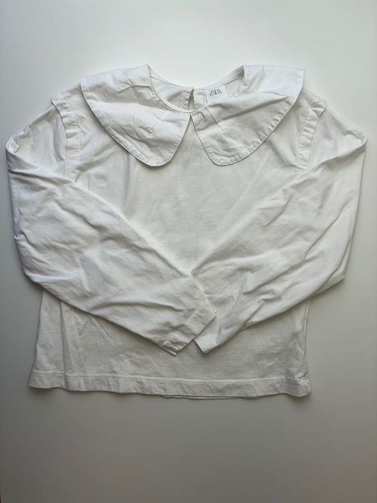 Zara Shirt - White Solid Peter Pan Collar | size 11/12