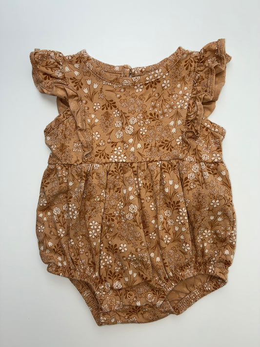City Mouse Onesie - Brown Floral Bubble | size 0 - 3 Months