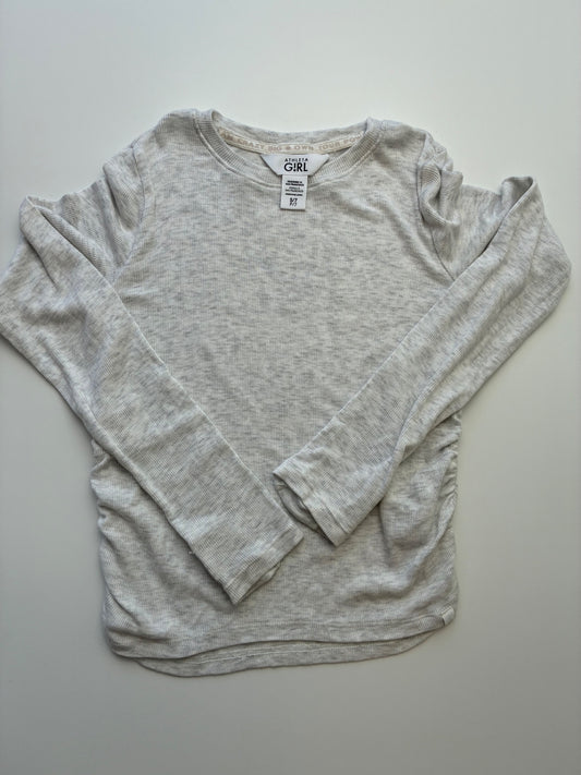 Athleta Long Sleeve T-Shirt - Gray Ribbed | size 7