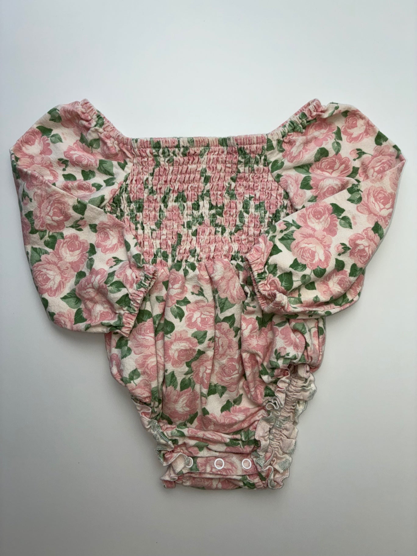 Tullabee Onesie - Pink Smocked Floral | size 6 - 12 Months