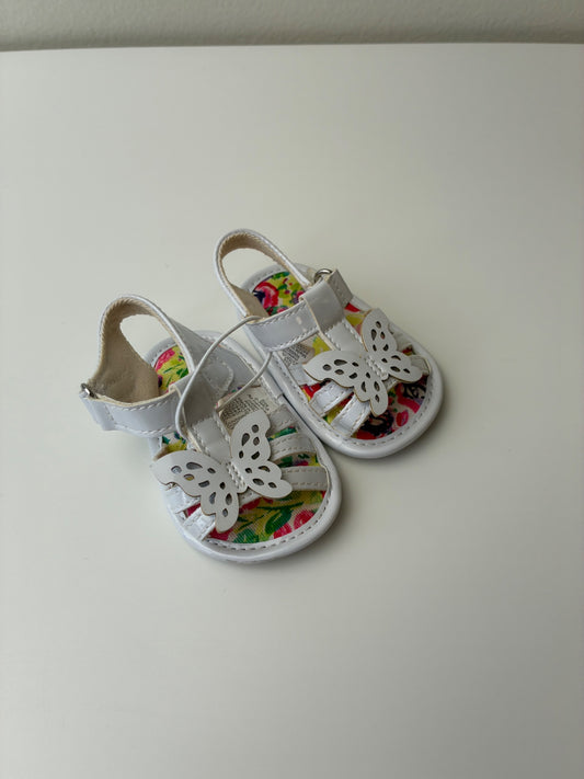 Dandelion Kids Shoes - White Butterfly Sandals | size 0 - 3 Months