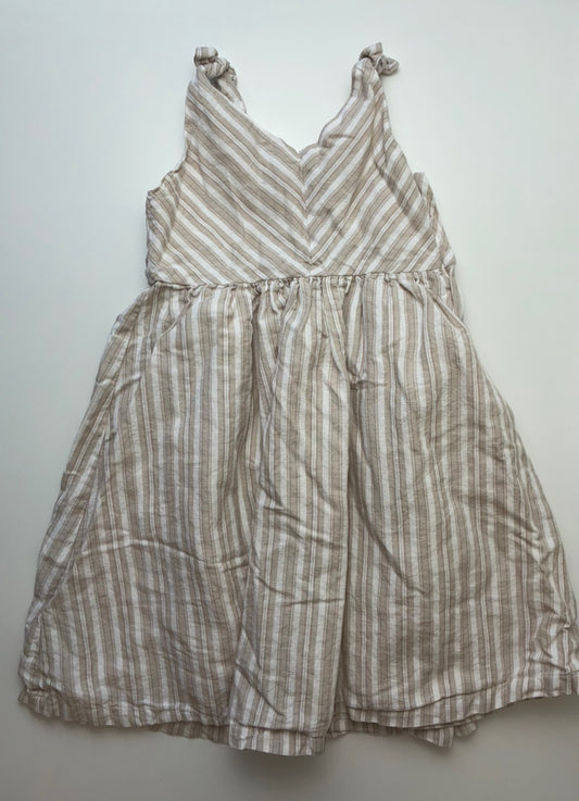 Hope & Henry Dress - Brown Striped Linen Blend | size 7