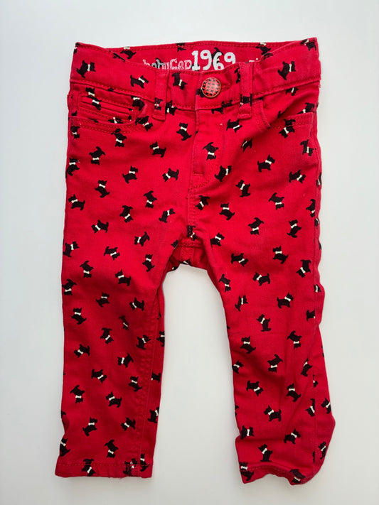 Baby Gap Jeans - Red Mini Skinny Terrier Print | size 12 - 18 Months