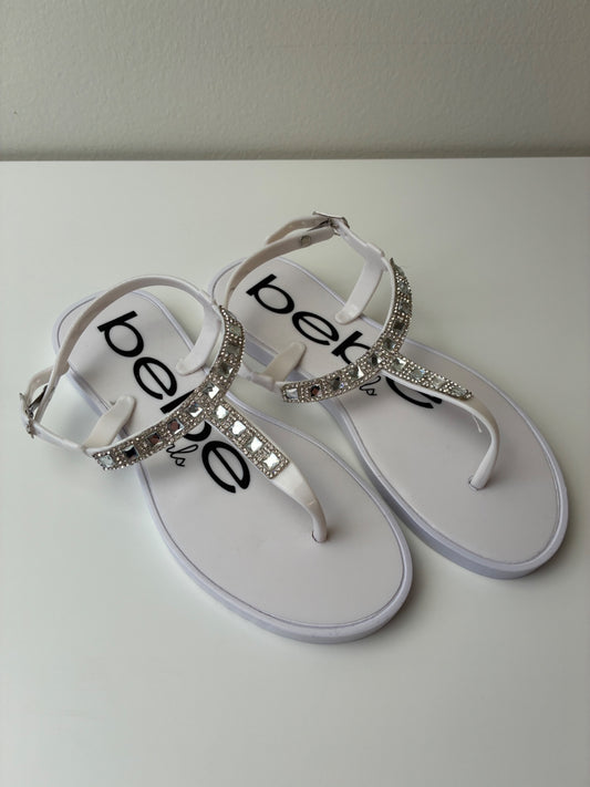 bebe Shoes - White Rhinestone Sandals | size Shoe 2/3