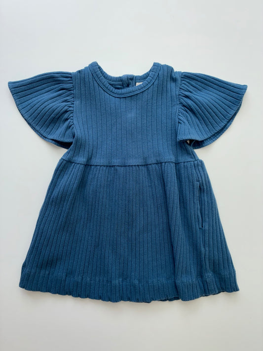Kate Quinn Dress - Blue Ribbed | size 3 - 6 Months