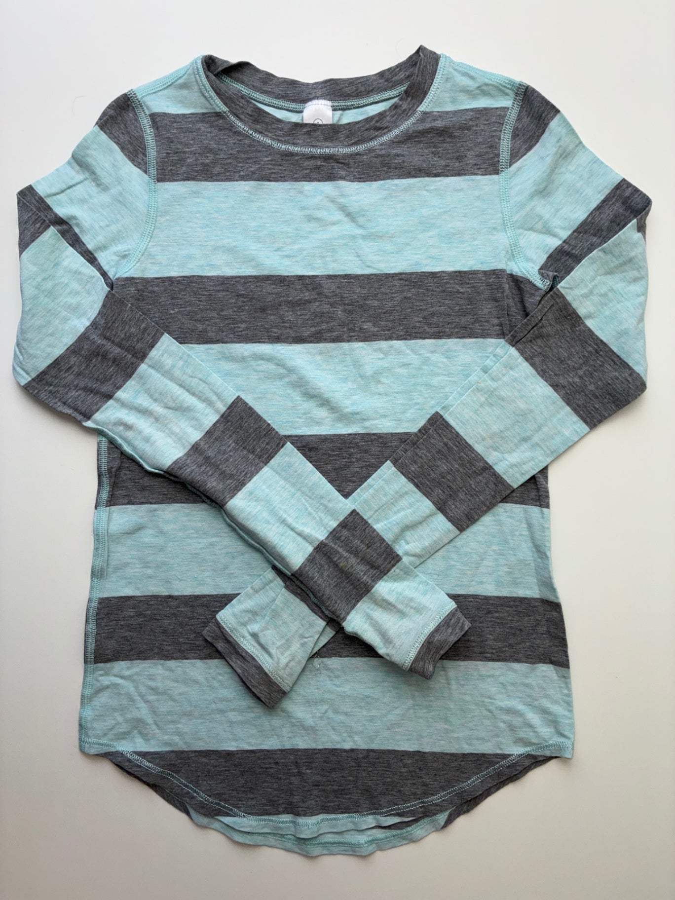Ivivva Shirt - Blue/Gray Striped + Heathered | size 8