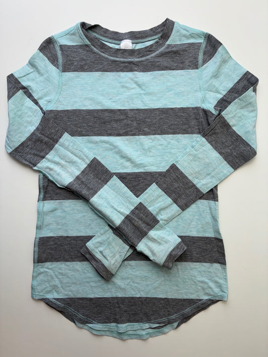 Ivivva Shirt - Blue/Gray Striped + Heathered | size 8