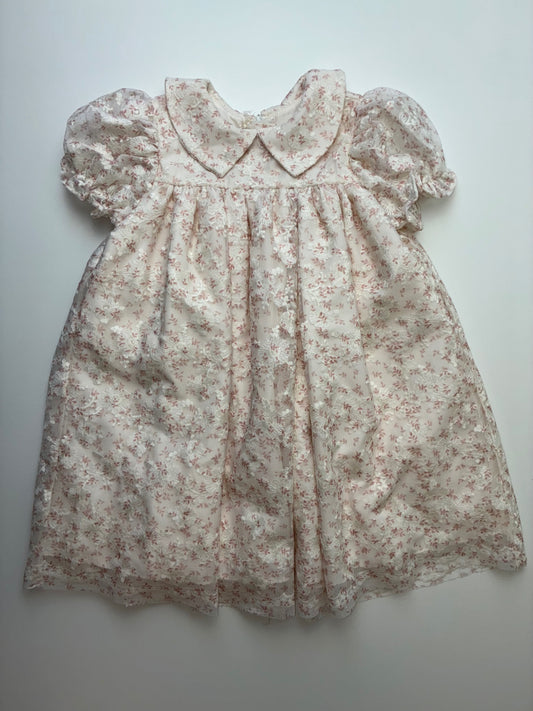 Pippa & Julie Dress - Pink Floral w/ Collar | size 2T