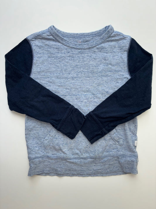 Baby Gap Long Sleeve T-Shirt - Blue Heathered w/ Front Pocket | size 5T