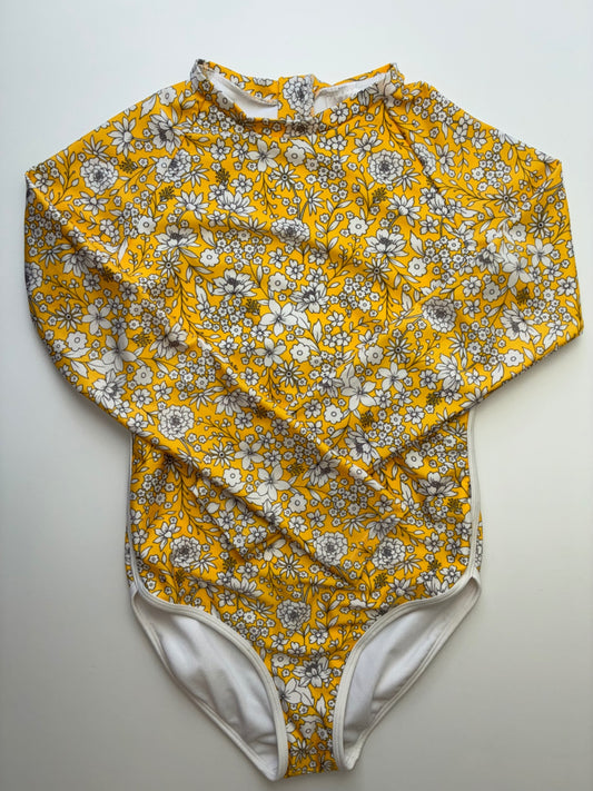 art class Swimsuit - Yellow Floral Rashguard Suit | size 10/12