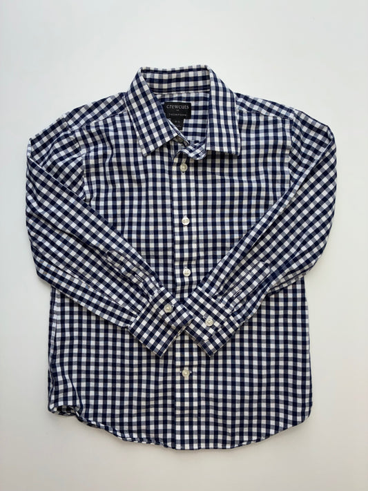 Crewcuts Shirt - Navy Blue Gingham Button Down | size 4T/5T